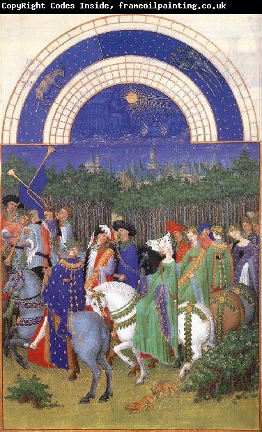 LIMBOURG brothers Les trs riches heures du Duc de Berry: Mai (May) g